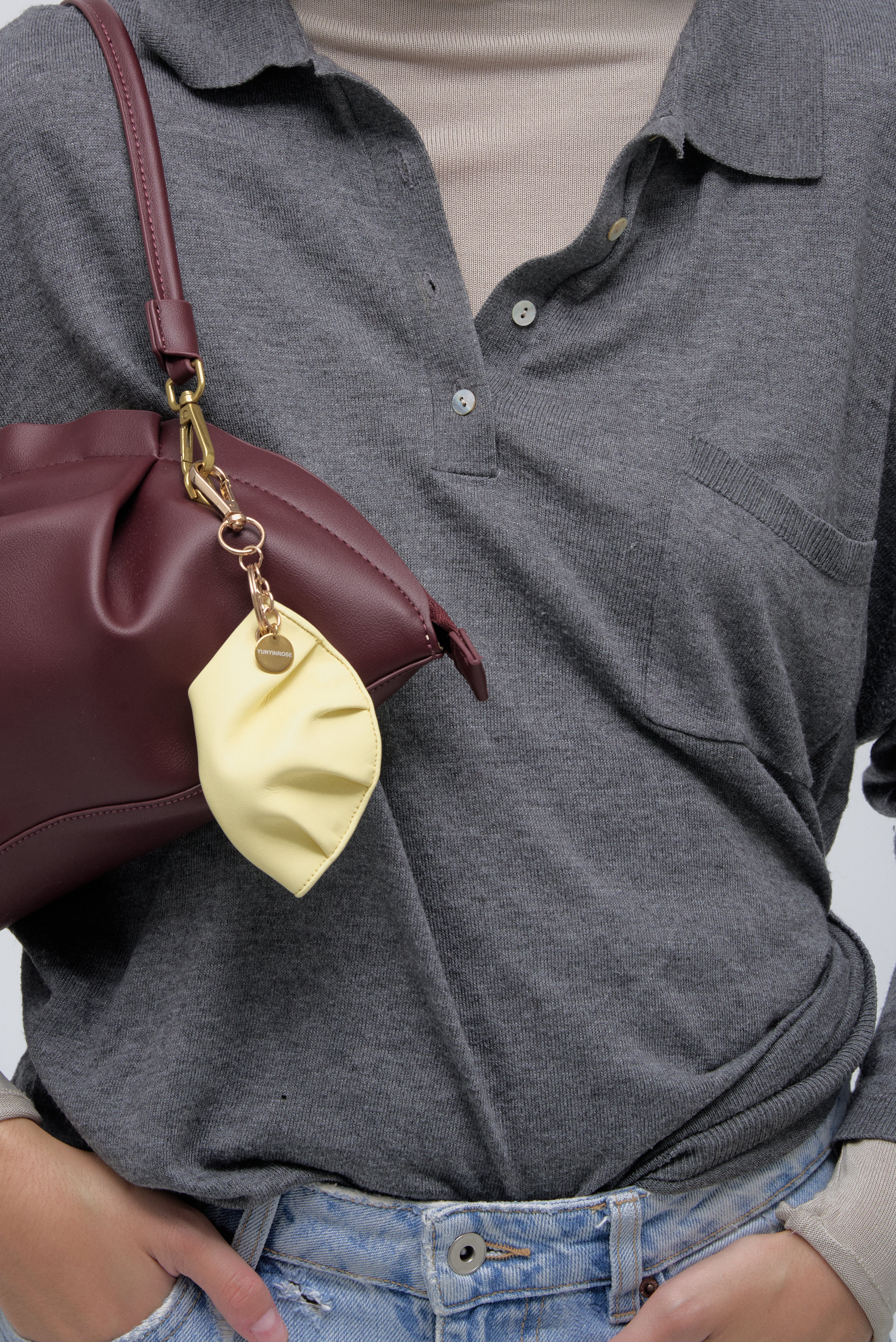 Bolso de Gyoza Grande Burdeos