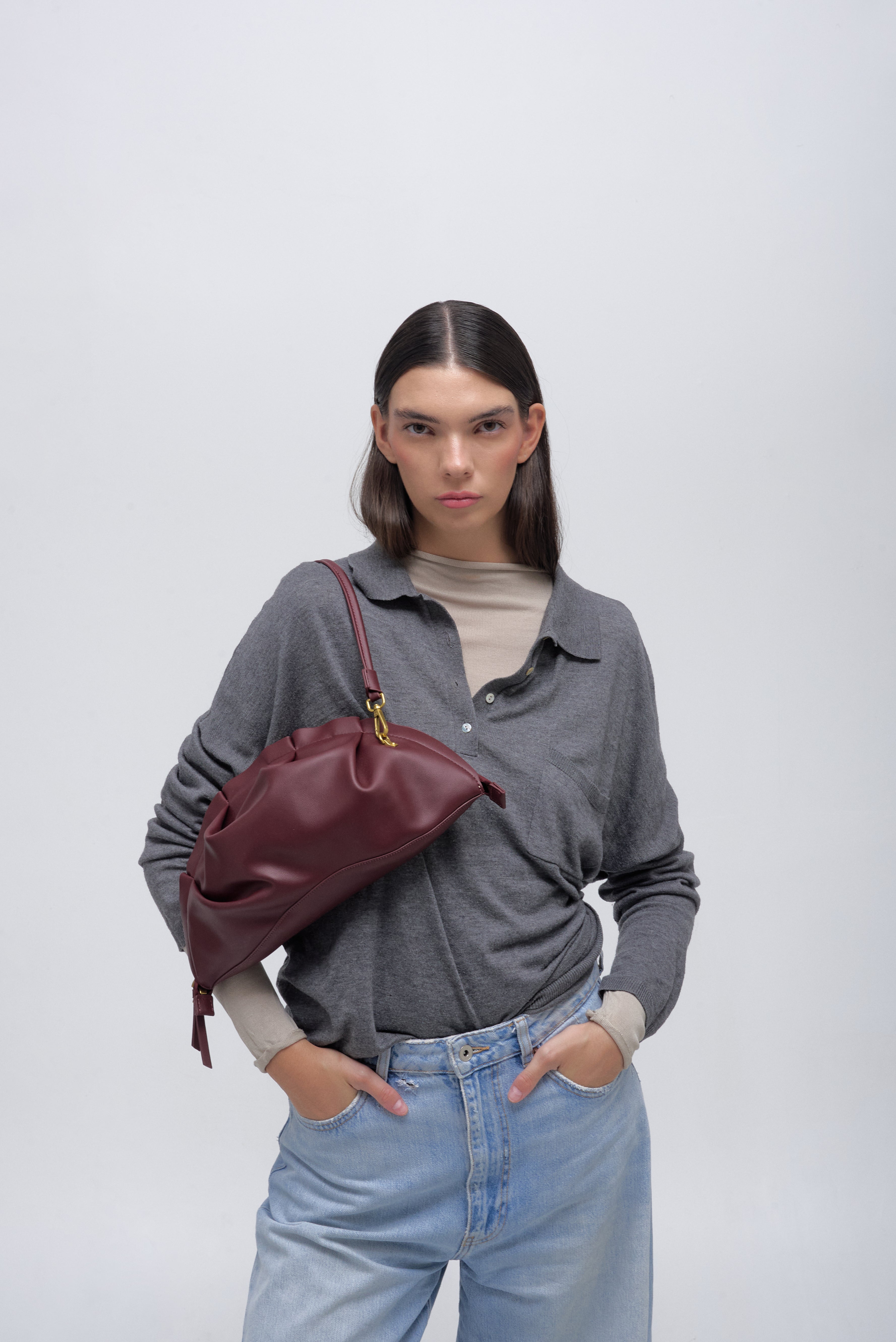 Bolso de Gyoza Grande Burdeos