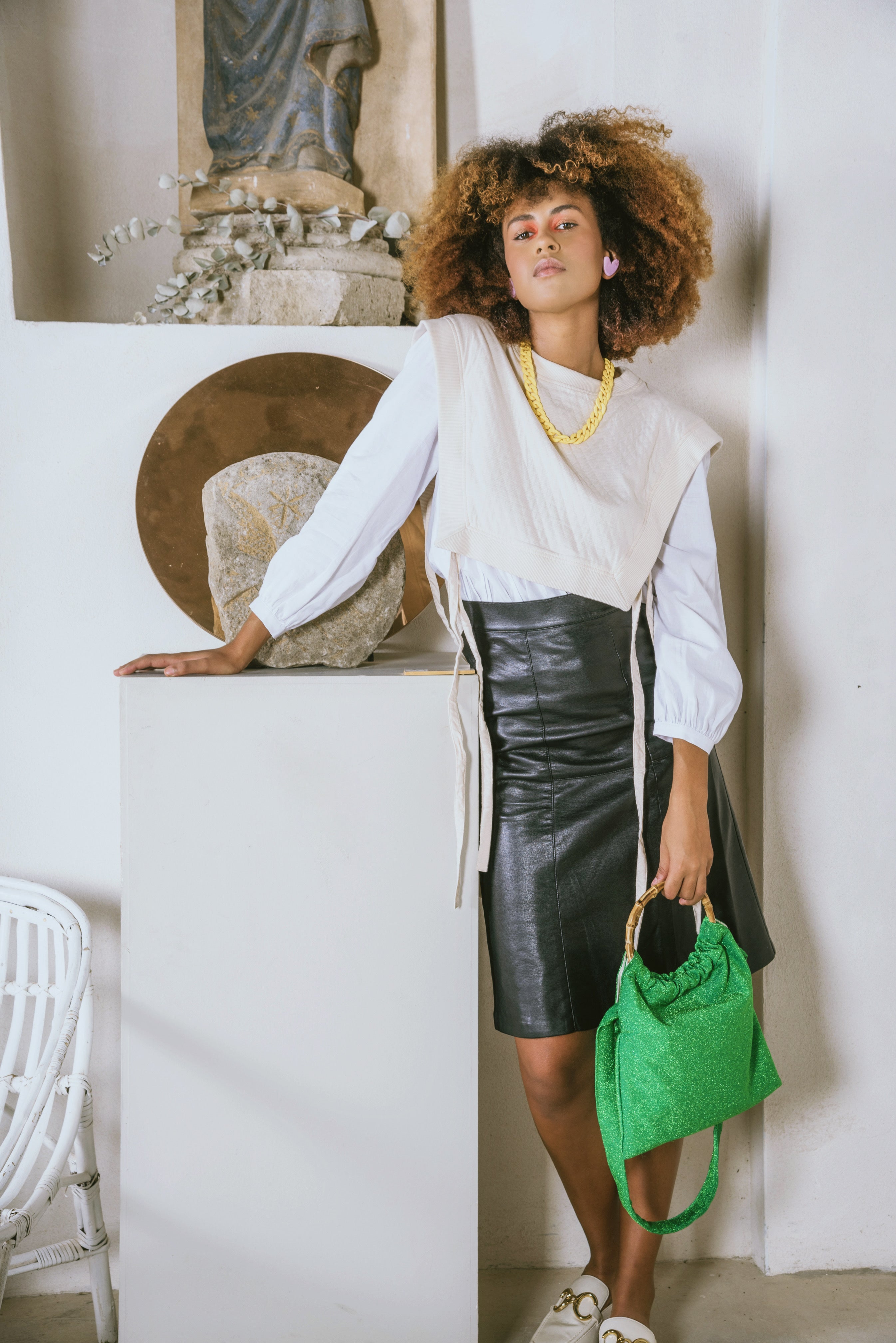 Bolso Gina Lurex Verde Mediano