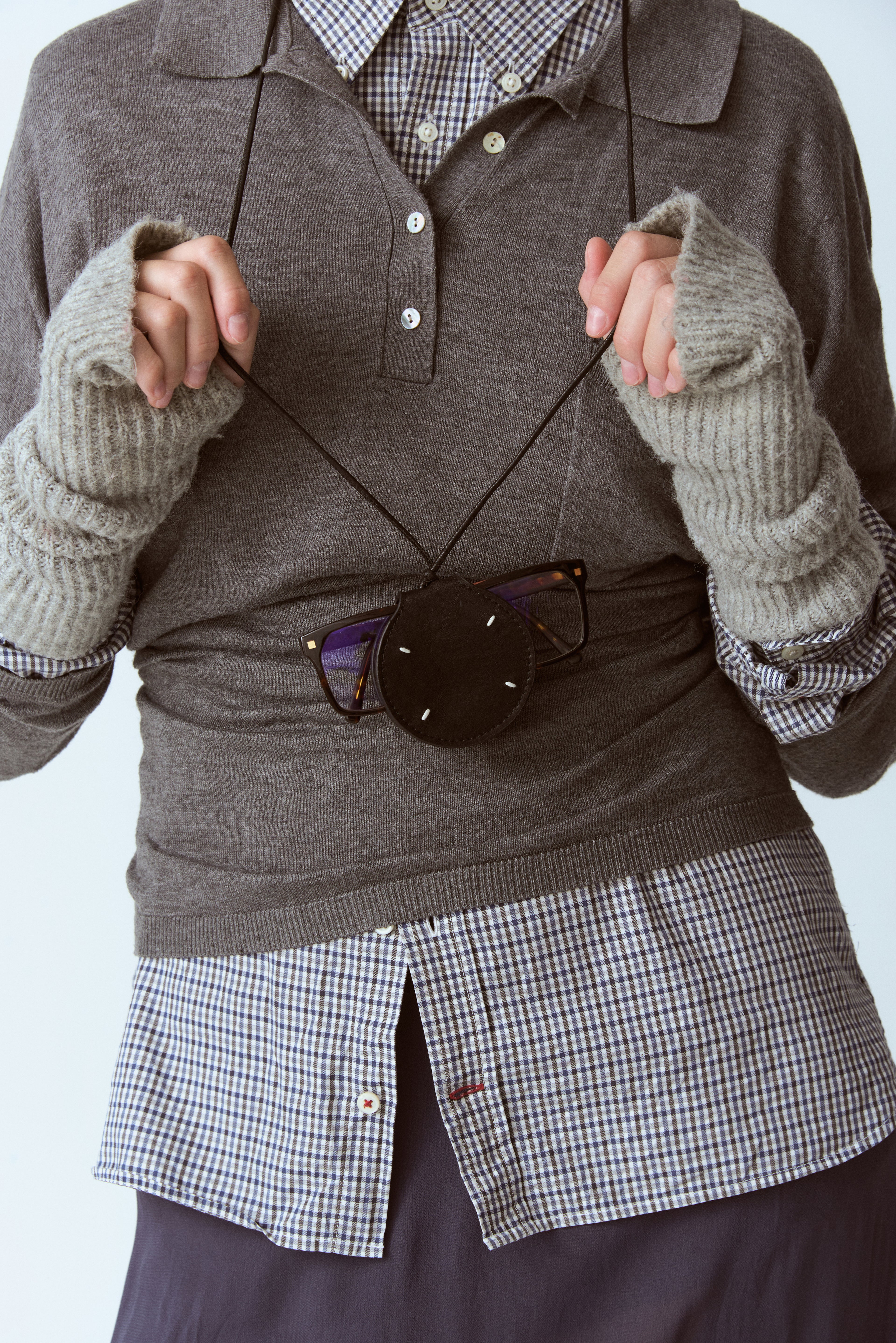 Colgante piel para gafas negro