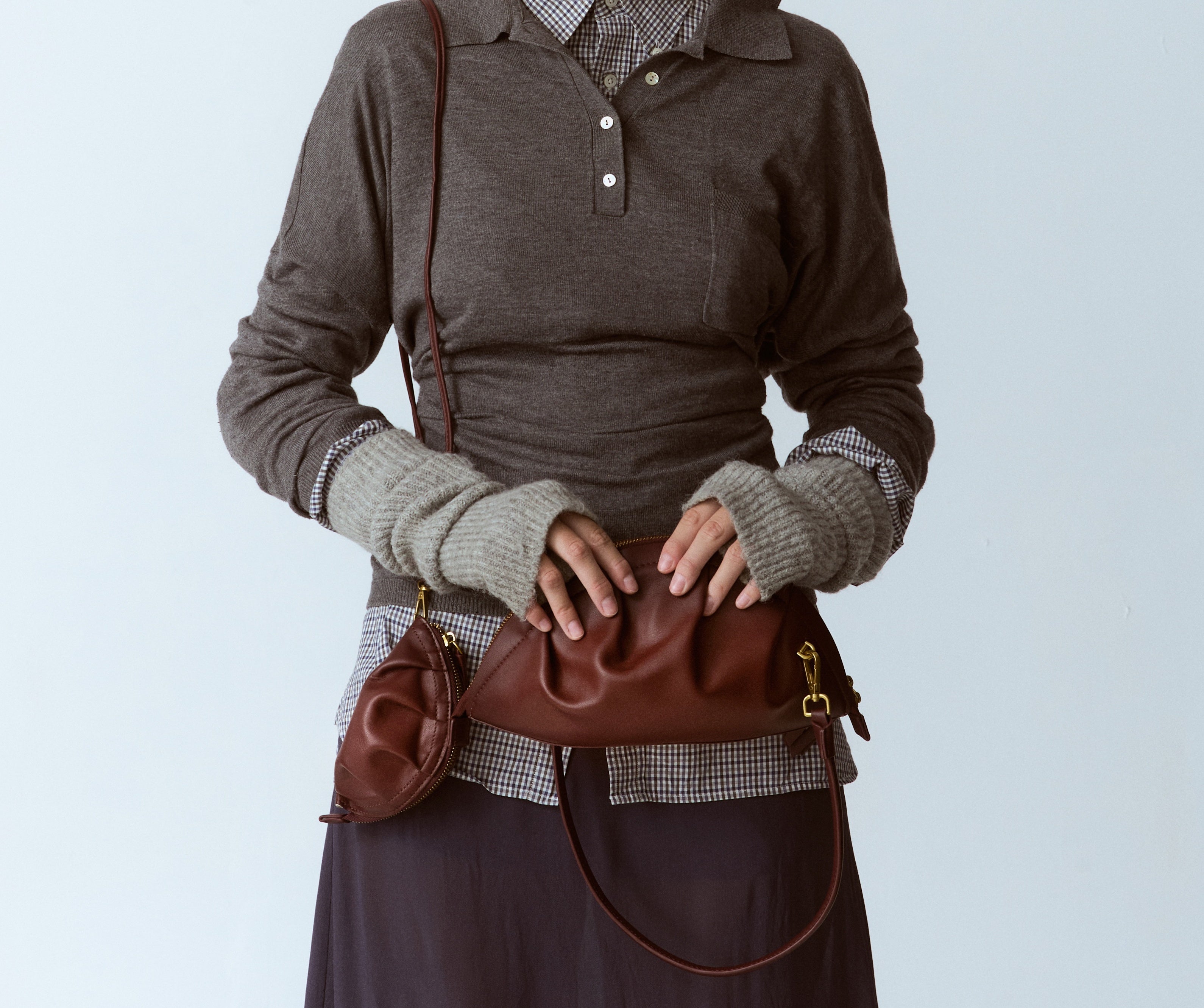 Monedero de gyoza burdeos