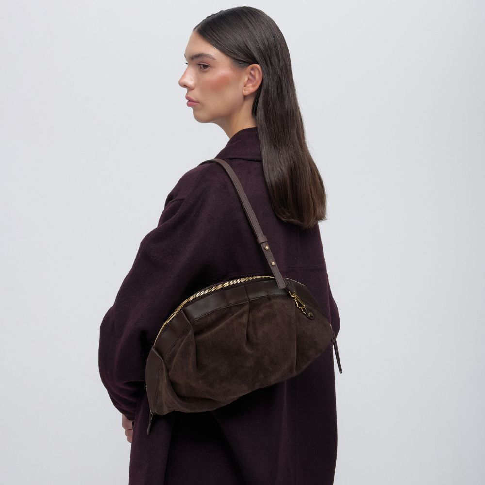 Bolso Gyoza Ante y Piel Cacao