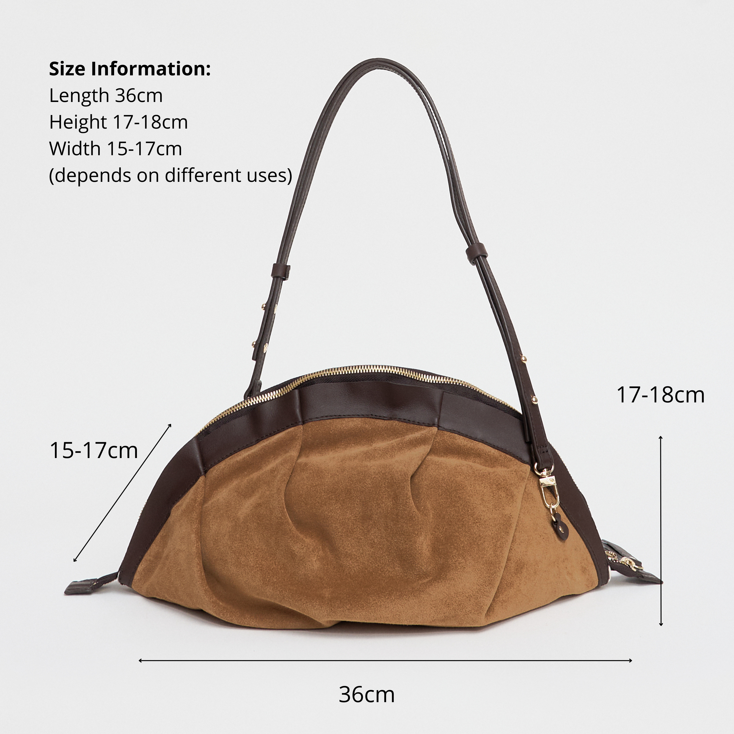 Bolso Gyoza Ante y Piel Miel