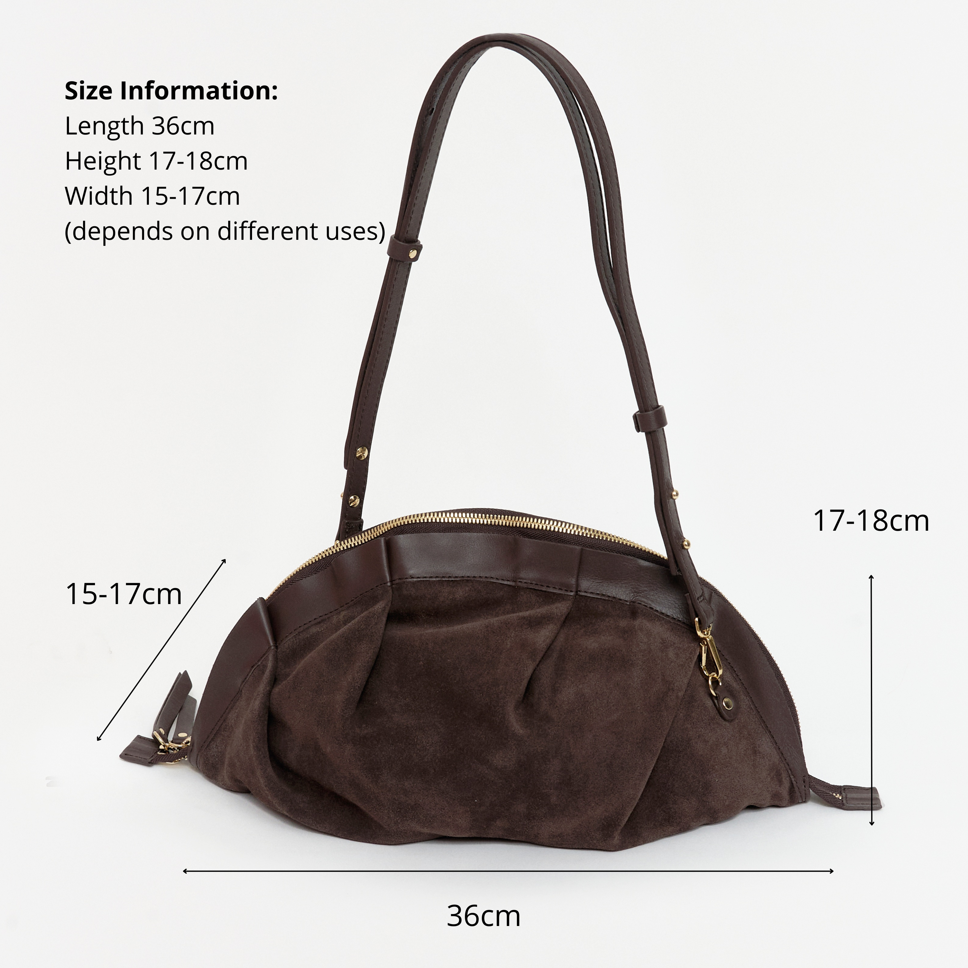 Bolso Gyoza Ante y Piel Cacao