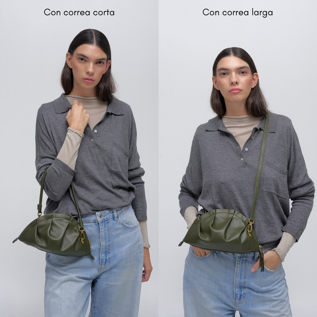 Bolso Gyoza Mediano Verde Kaki