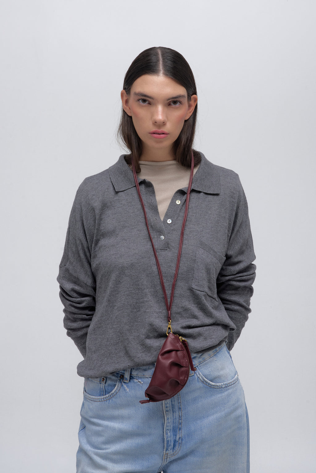 Monedero de gyoza burdeos