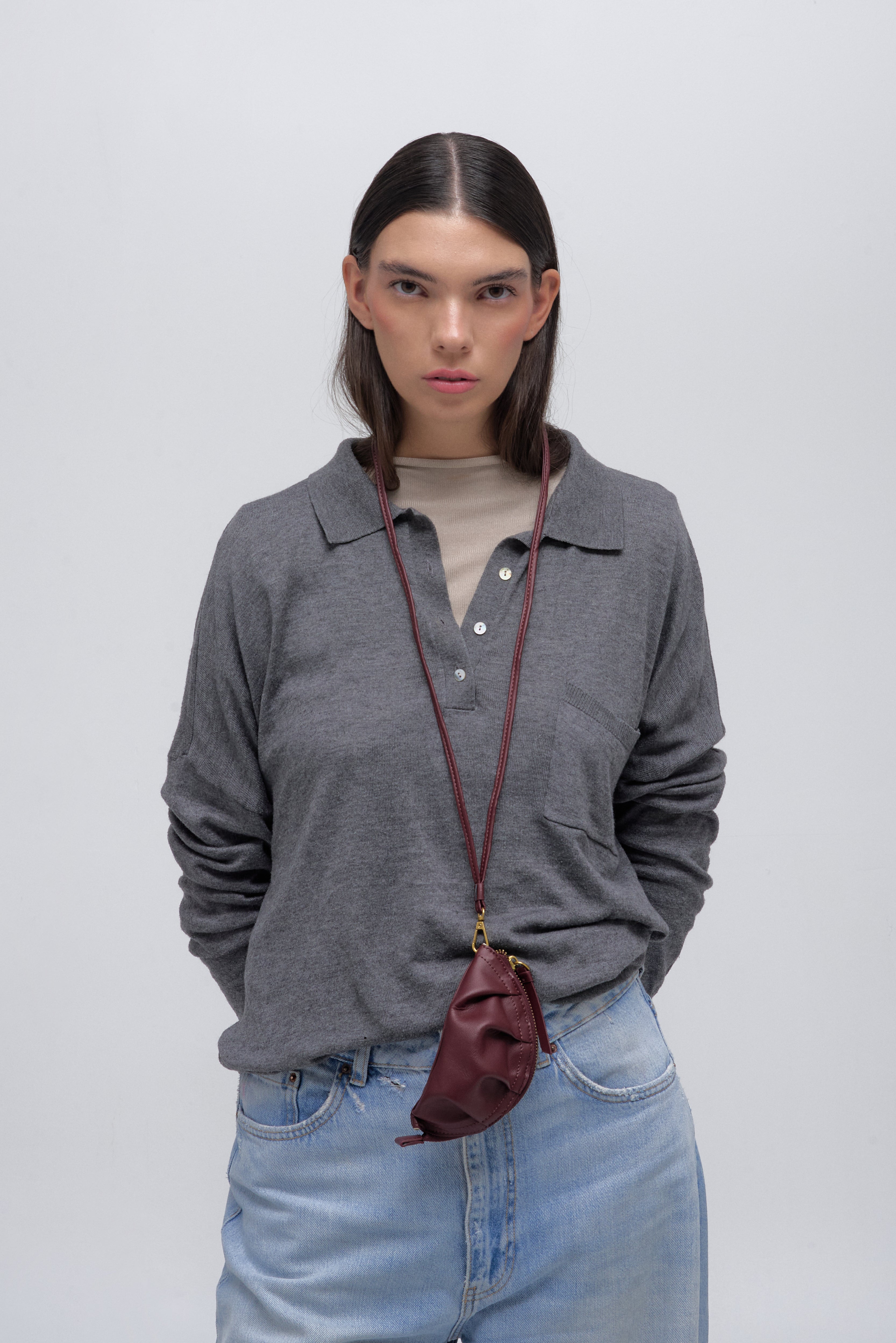 Monedero de gyoza burdeos