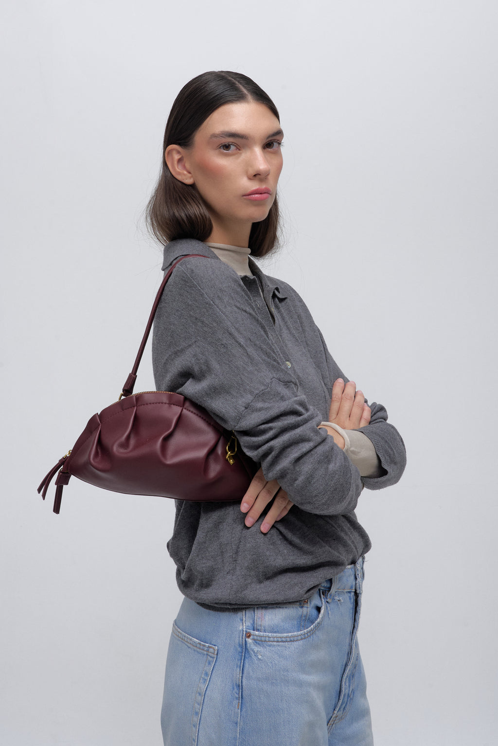 Bolso Gyoza Mediano Burdeos