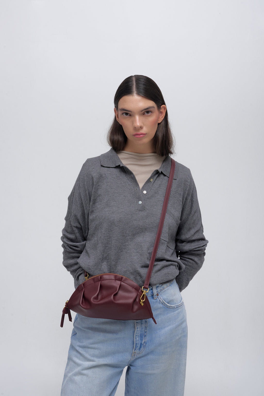 Bolso Gyoza Mediano Burdeos