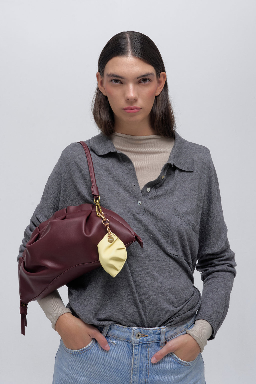 Bolso de Gyoza Grande Burdeos