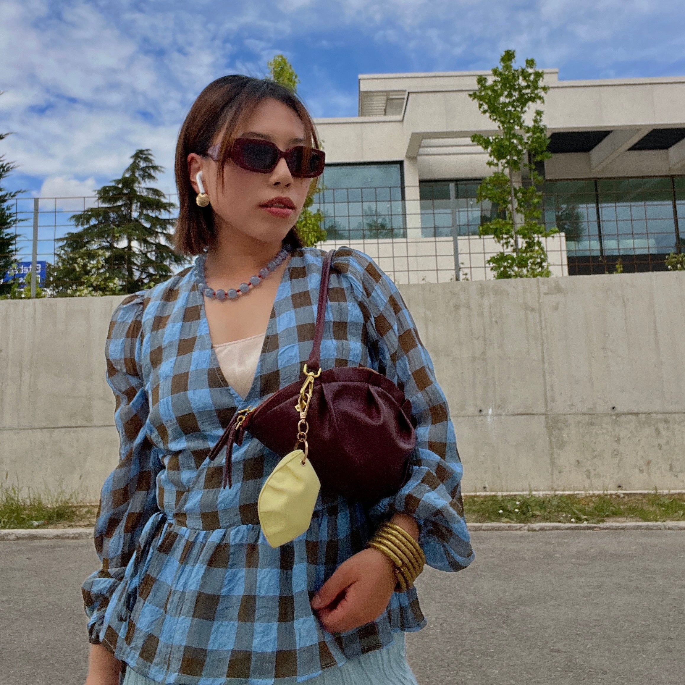 Bolso Gyoza Mediano Burdeos