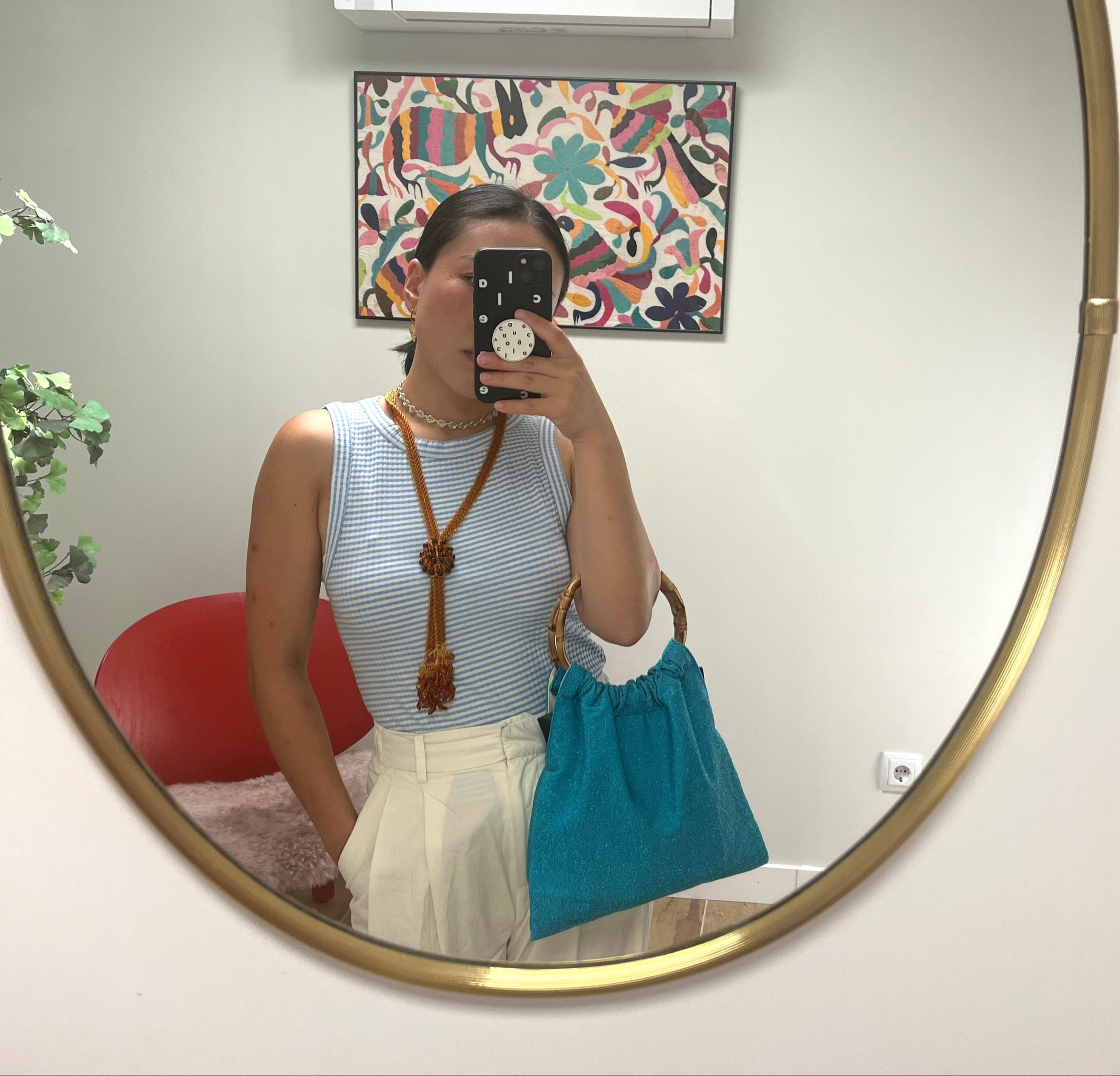 Bolso Gina Lurex Azul Mediano