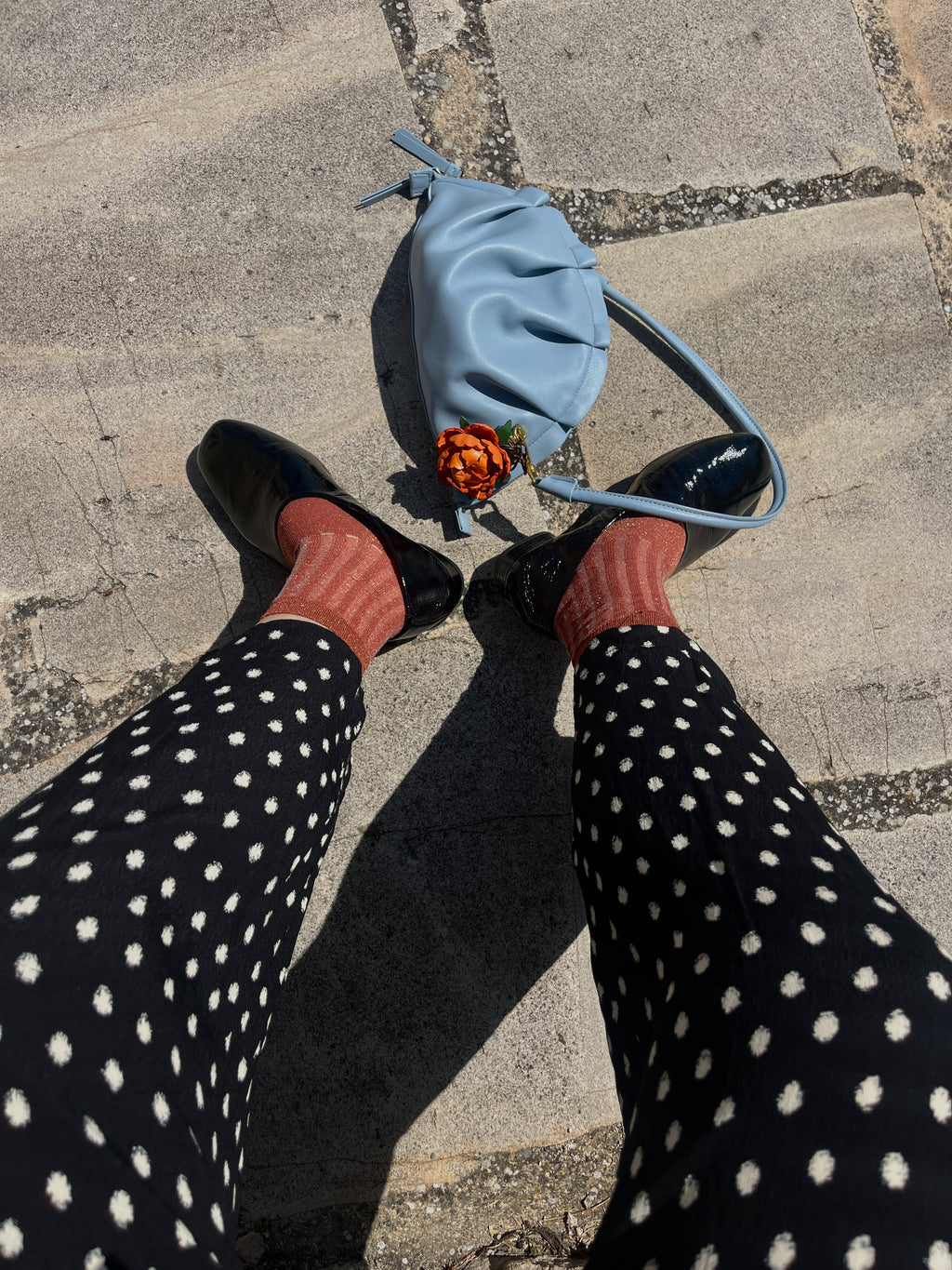 Bolso Gyoza Mediano  Azul Bebé