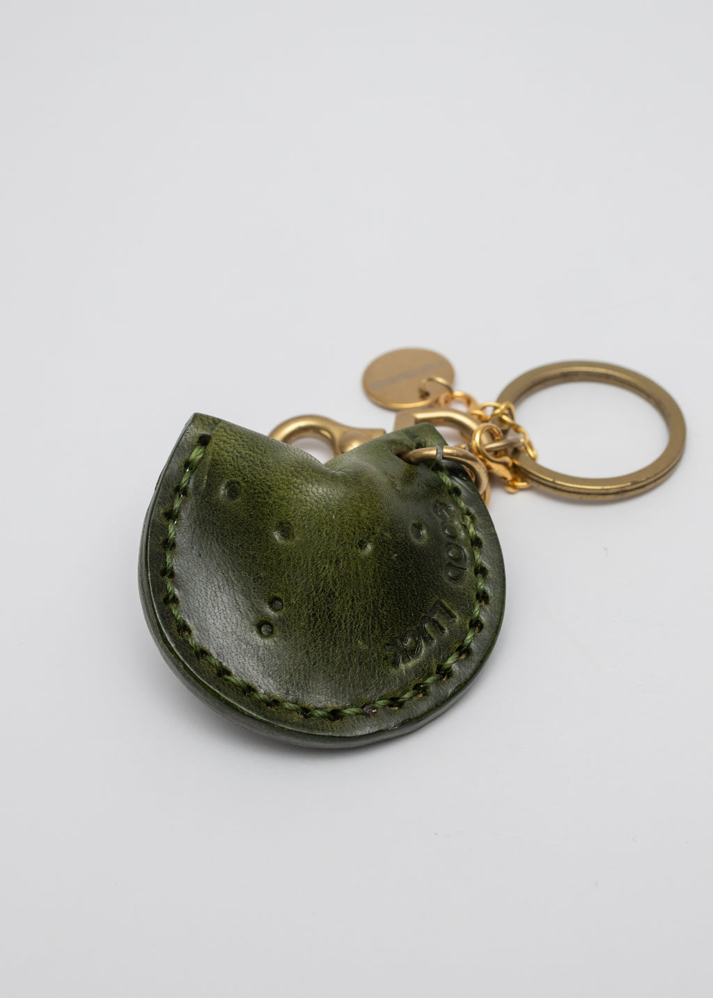 Charm de piel Galleta de la Fortuna verde