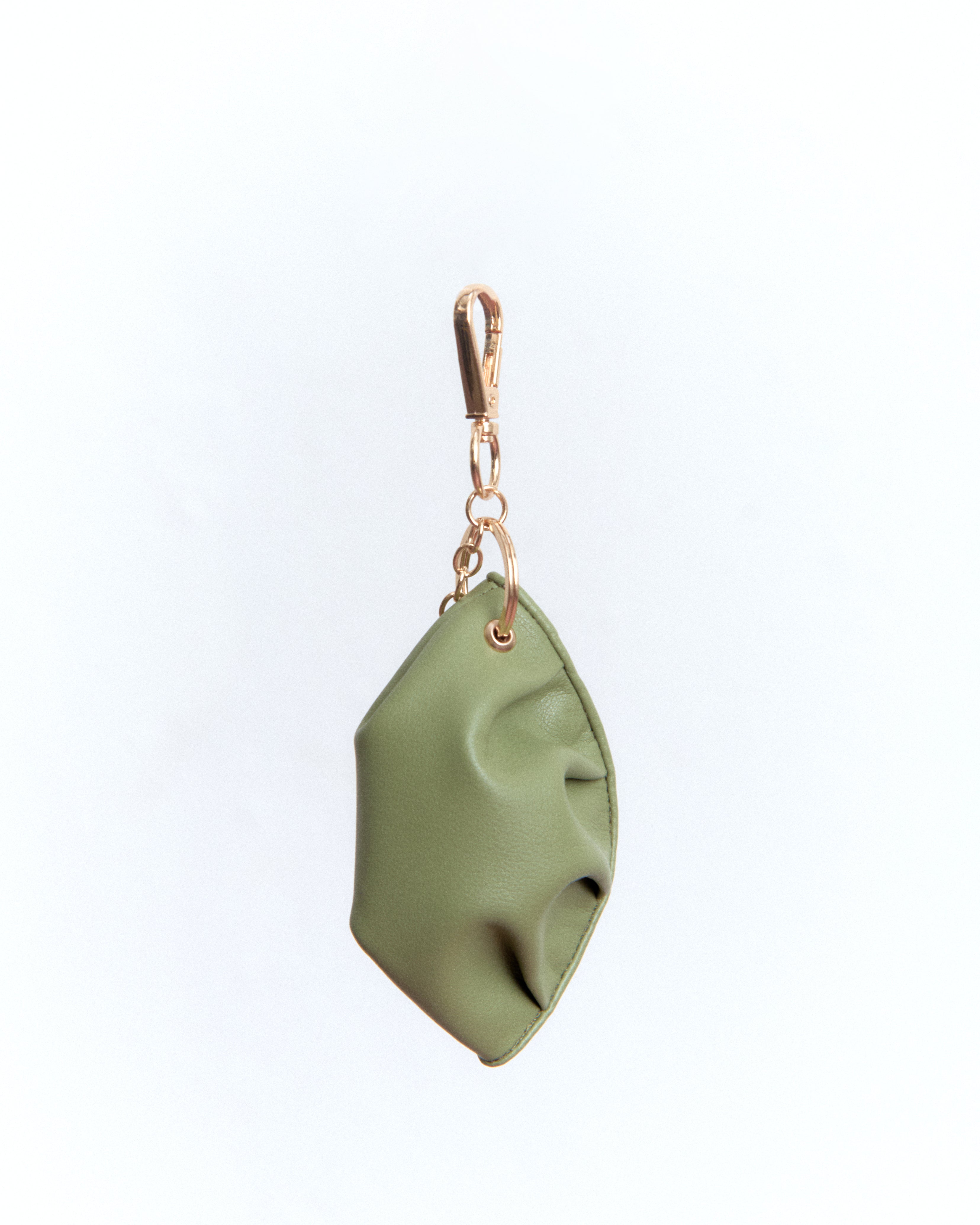 Llavero de gyoza de piel de vacuno verde