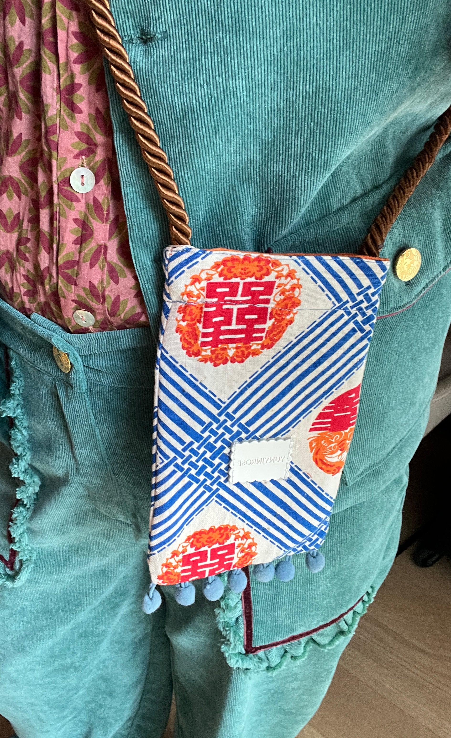Yunyinrose funda de móvil algodón estampado oriental