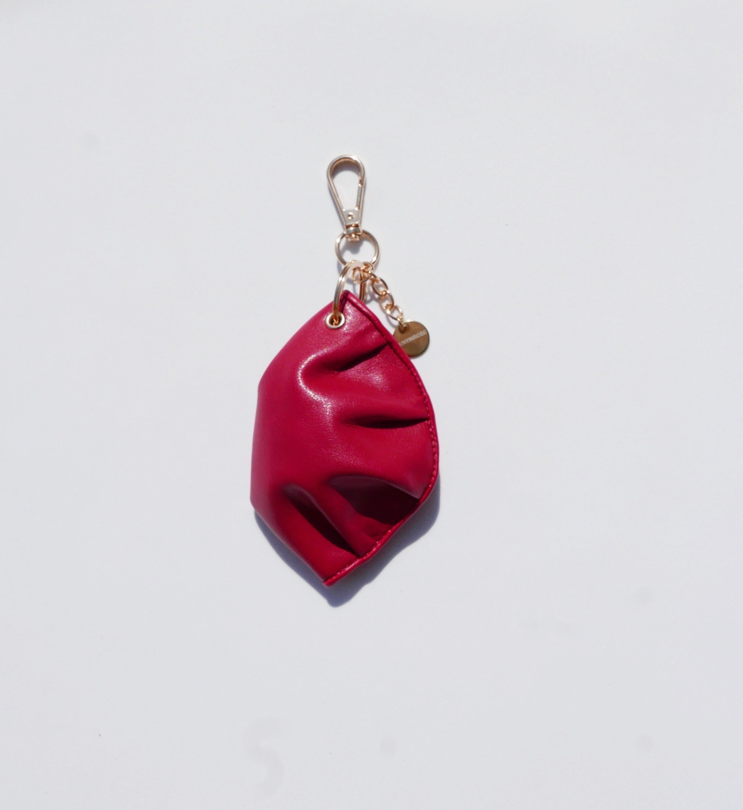 Llavero de gyoza de piel de vacuno rojo
