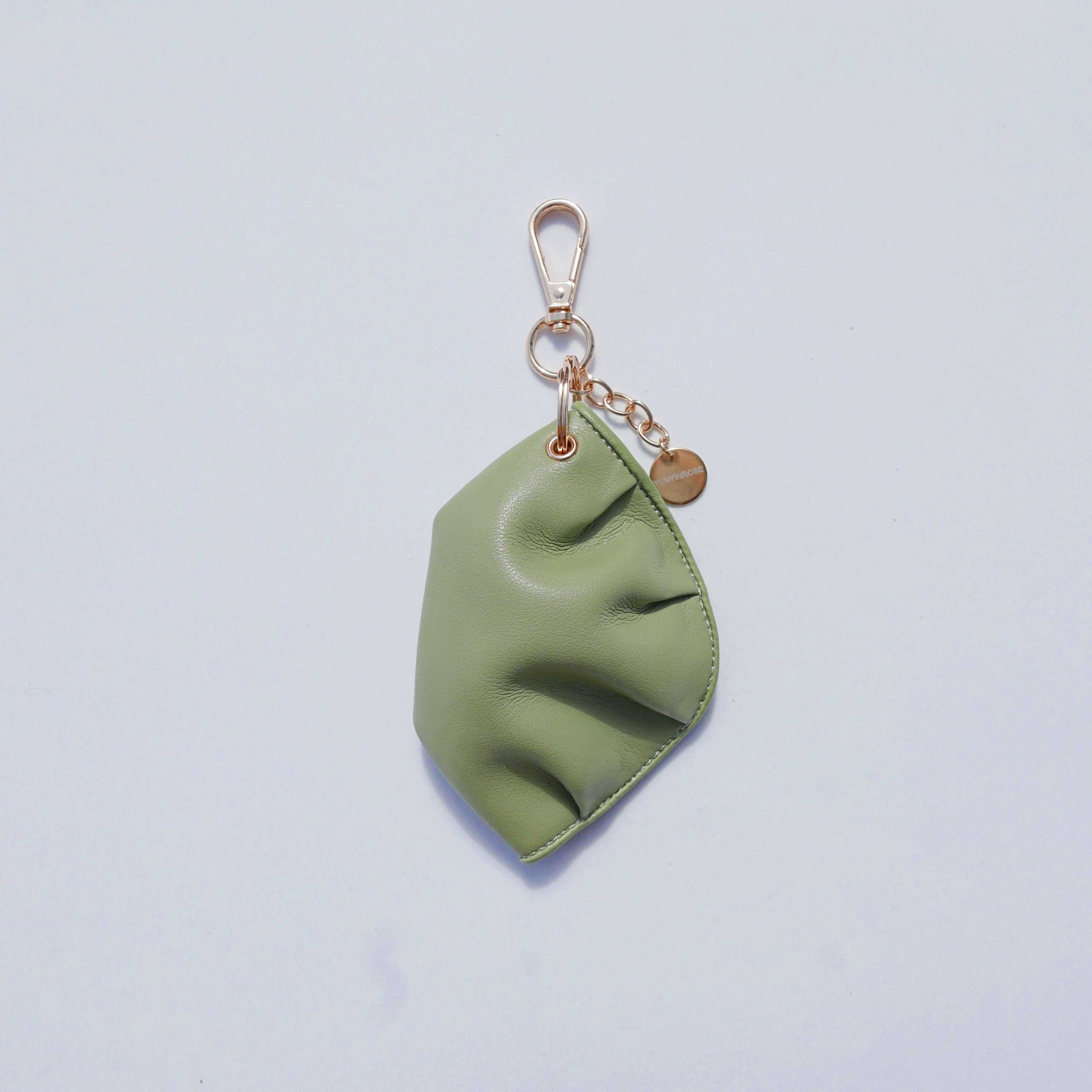 Llavero de gyoza de piel de vacuno verde