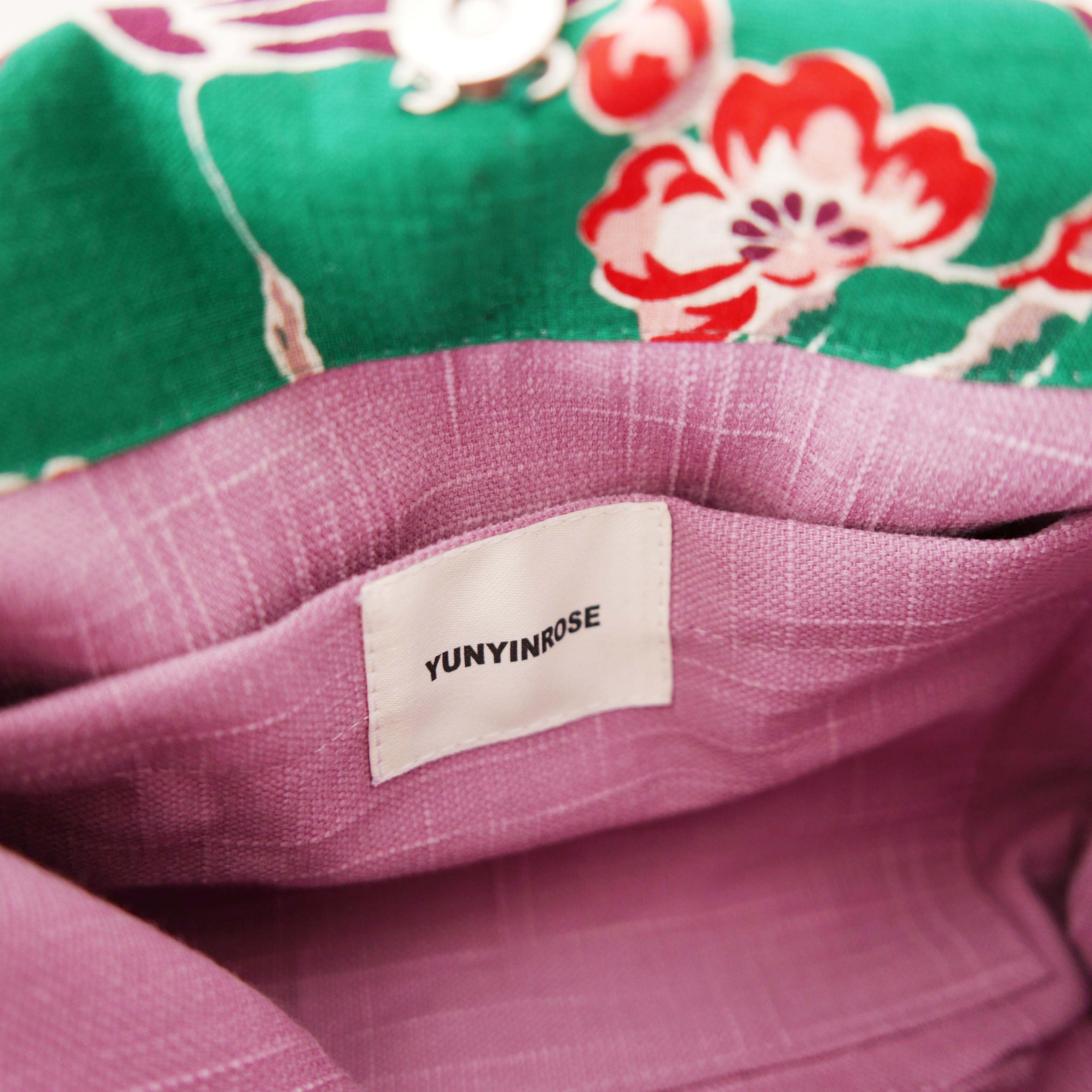Yunyinrose bolso de algodón estampado oriental con asas de bambú