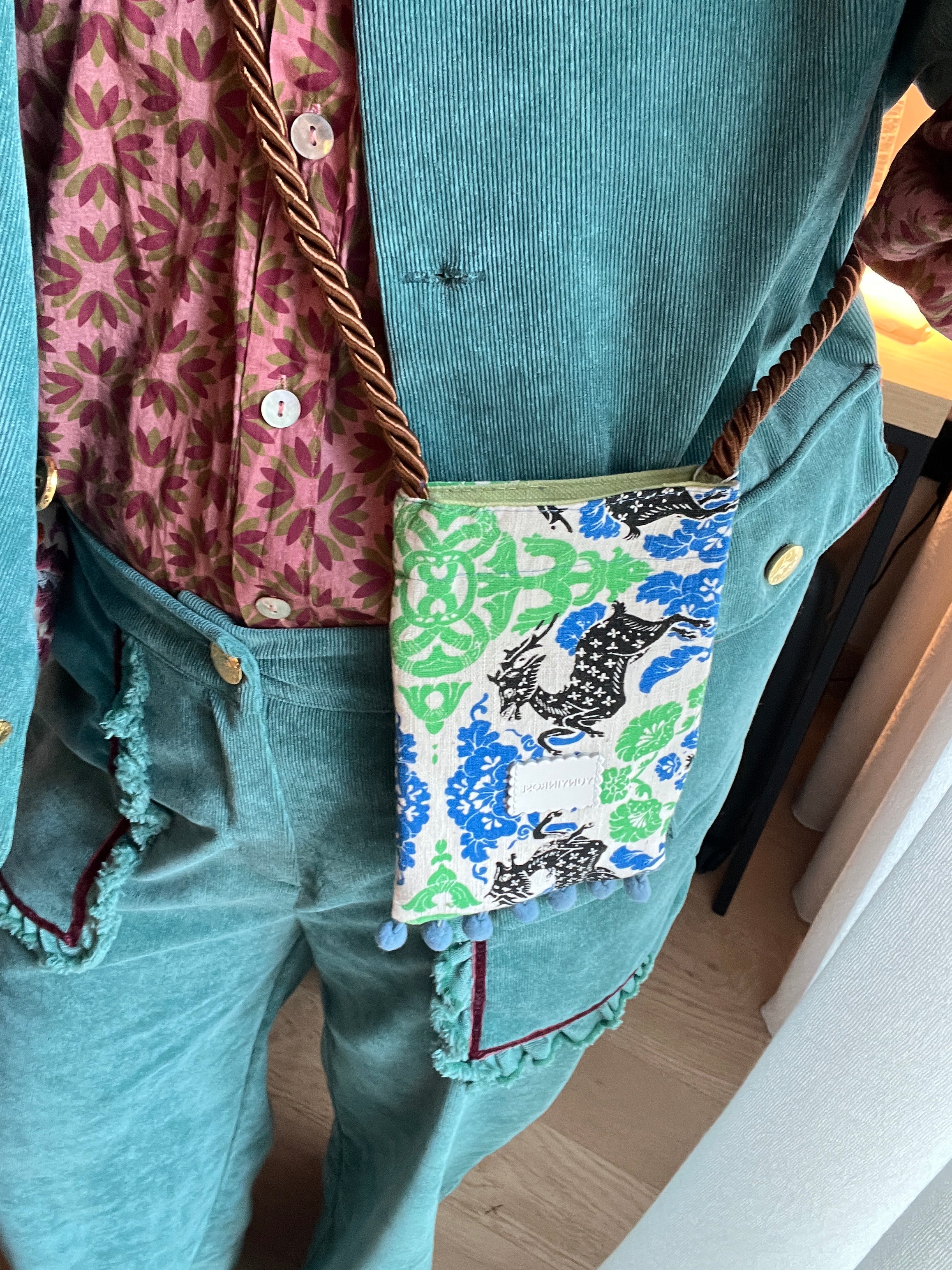Yunyinrose funda de móvil algodón estampado oriental