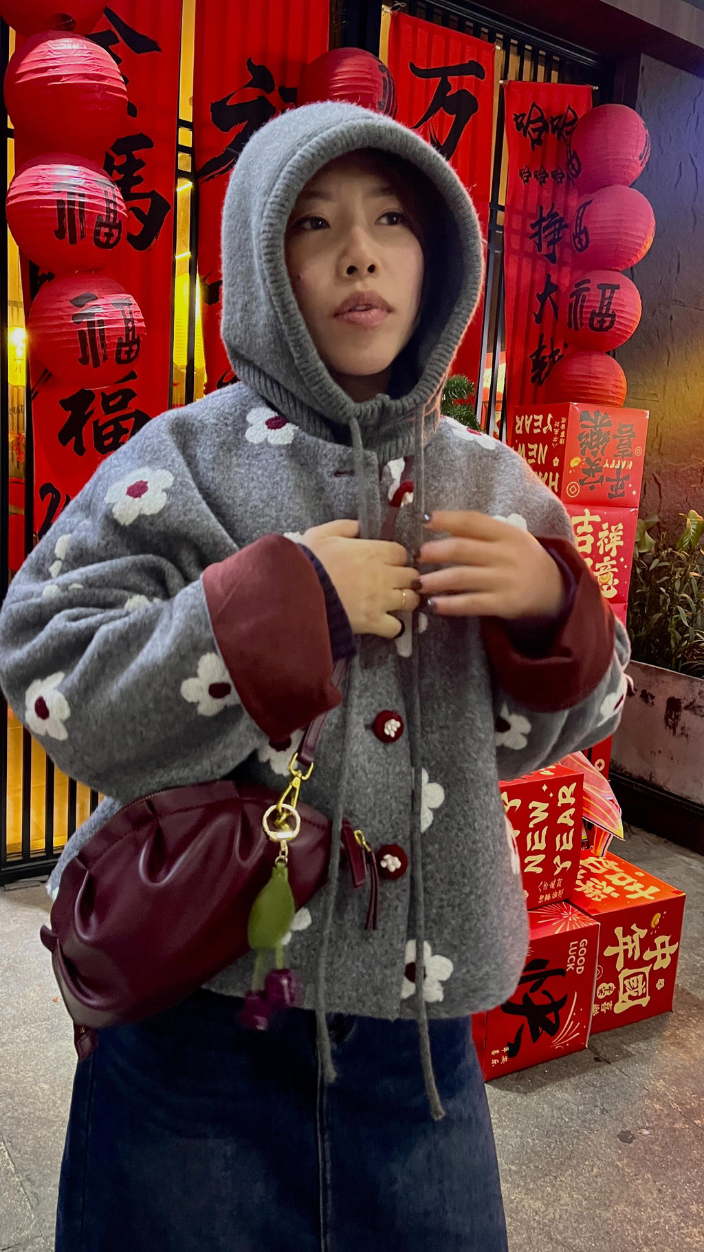 Bolso Gyoza Mediano Burdeos