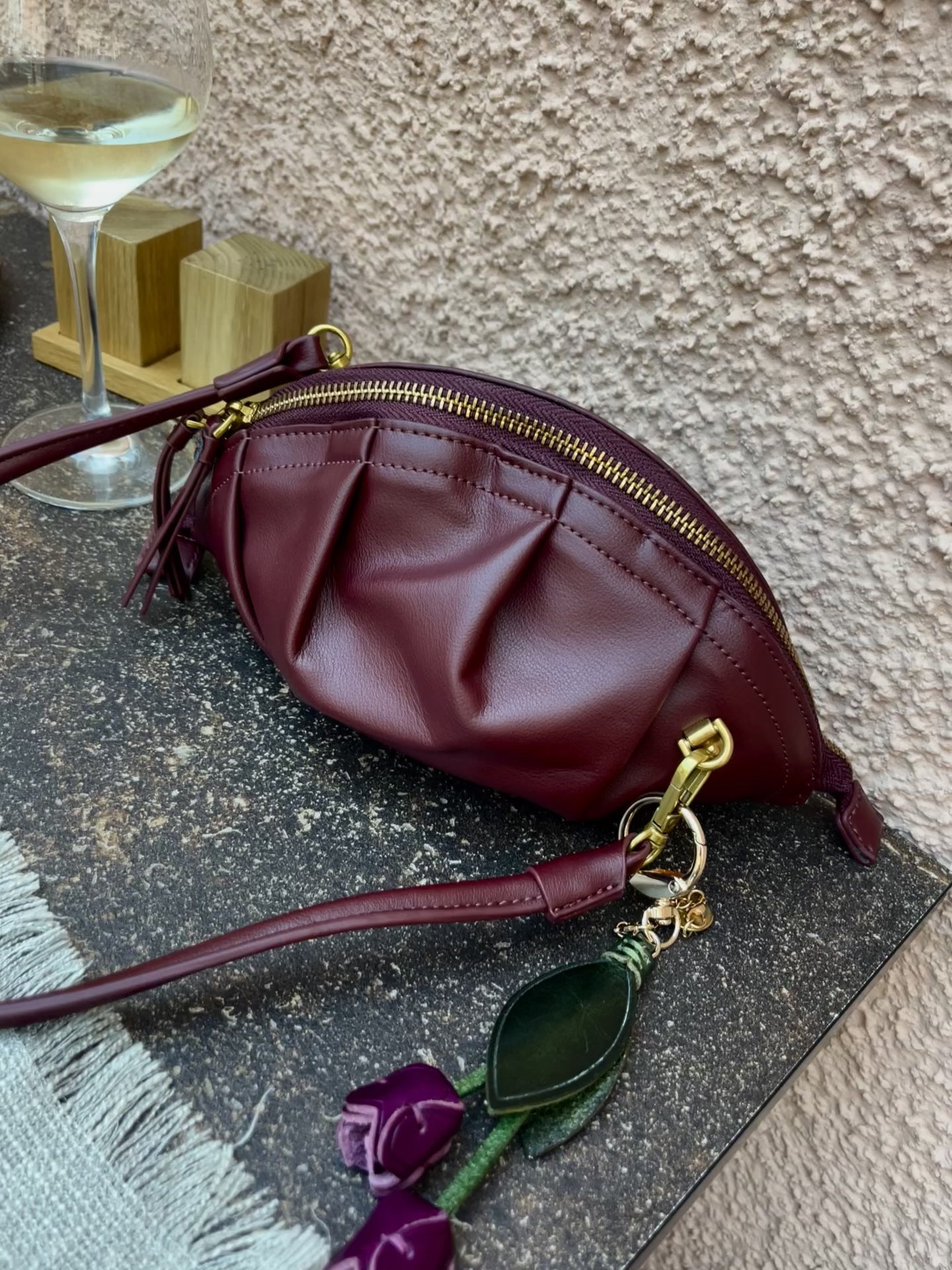 Bolso de Gyoza Mini Burdeos