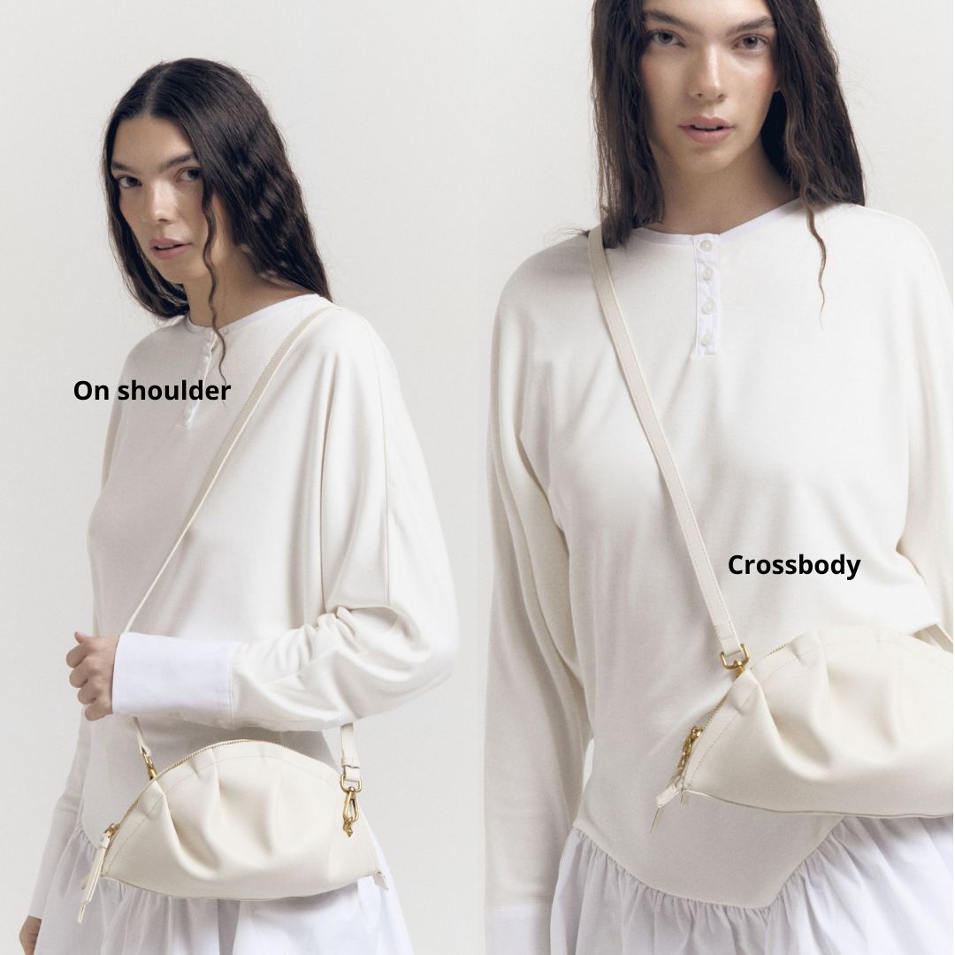 Bolso Gyoza Mediano  Blanco Marfil
